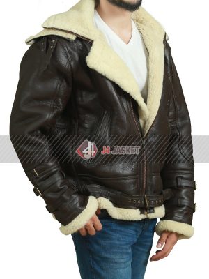 Real Aviator Style Genuine Shearling Bomber Leather Jacket