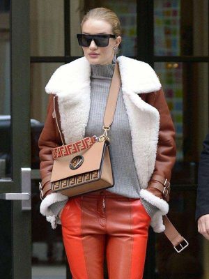 Rosie Huntington-Whiteley Shearling Leather Jacket