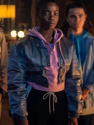 TV Series Wednesday Bianca Barclay Blue Cropped Jacket