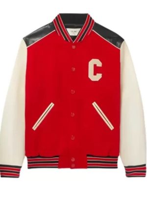 CELINE Red Wool Varsity Jacket