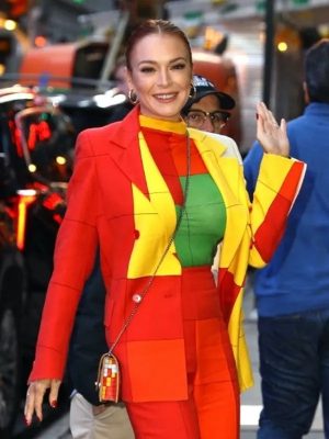 Lindsay Lohan Falling for Christmas Movie Sierra Belmont Multi Color Blazer