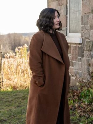 Chyler Leigh The Way Home 2023 Kat Landry Brown Wool Coat