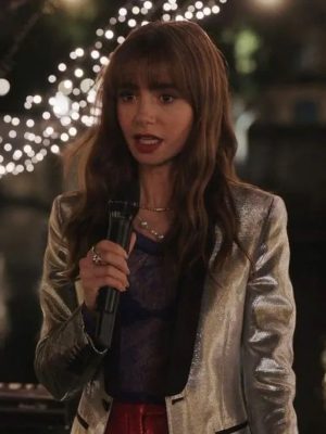 Emily Cooper Emily In Paris Lily Collins Silver Blazer