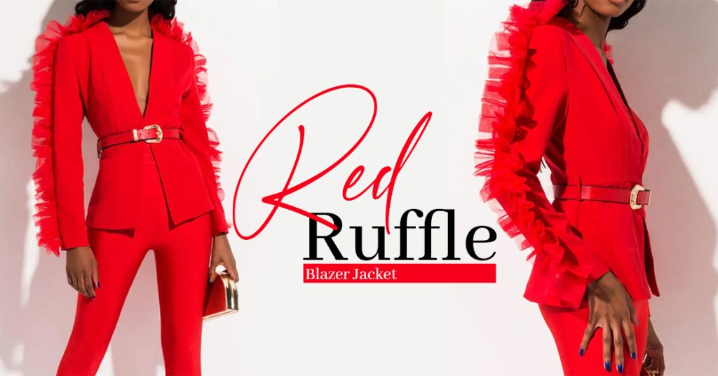 Red Ruffle Blazer