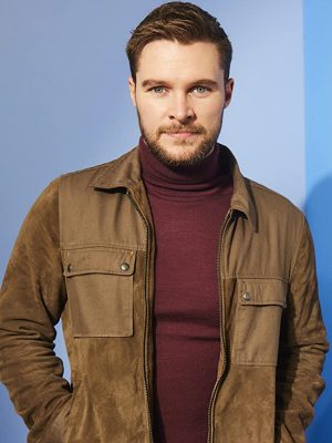 Jack Reynor Flora and Son Ian Brown Suede Leather Jacket