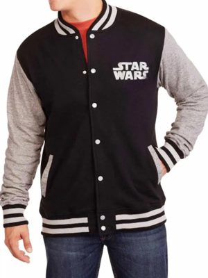 Men’s Letterman Star Wars Black And Grey Varsity Jacket