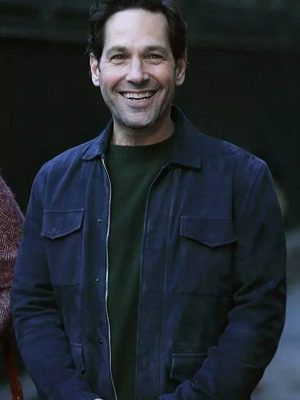 Paul Rudd Miles Elliot Living With Yourself Blue Suede Leather Jacket
