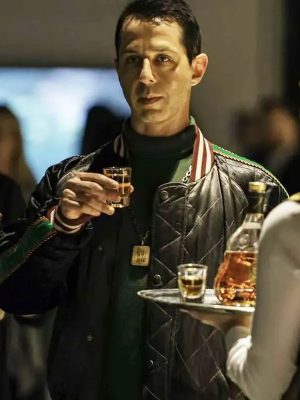 TV Series Succession Season 03 Kendall Roy Black Quilted Bomber Jacket