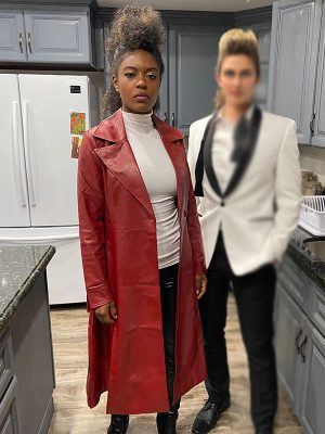 Athena Exceptional Beings 2023 Ciarra Carter Red Leather Trench Coat