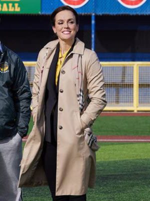Erin Cahill Hearts in the Game 2023 Hazel Miller Beige Cotton Trench Coat