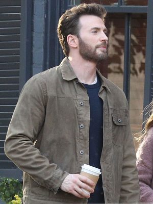 Chris Evans Ghosted 2023 Cole Turner Brown Cotton Jacket
