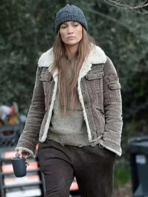 Jennifer Lopez Movie The Mother Brown Shearling Jacket