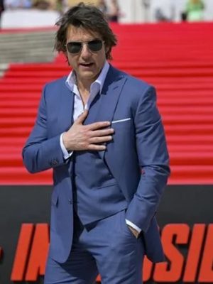 Mission Impossible 7 Movie Event Tom Cruise Blue Suit