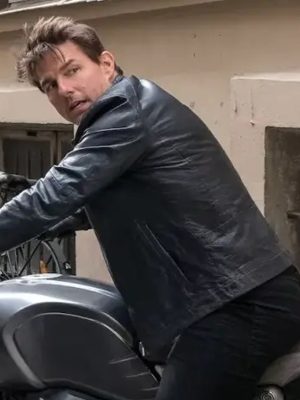 Tom Cruise Mission Impossible 7 2023 Black Leather Jacket