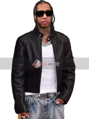 American Rapper Tyga Bet Awards Ceremony 2023 Black Leather Jacket
