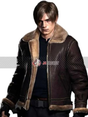 Video Game Resident Evil 4 2023 Leon S. Kennedy Brown Leather Jacket
