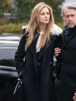 Succession Season 02 Justine Lupe Black Shearling Trench Coat