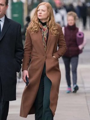 TV Series Succession Sarah Snook Brown Wool Trench Coat