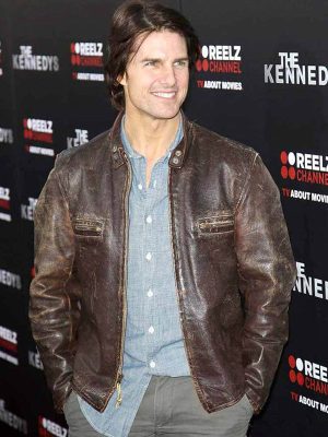 Tom Cruise Premiere Brown Distressed Leather Jacket