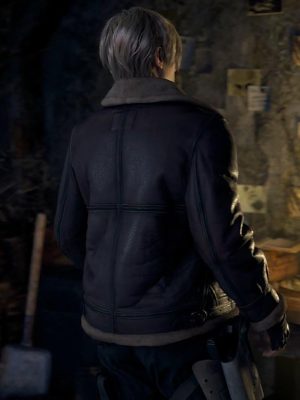 Resident Evil 4 2023 Leon S. Kennedy Brown Shearling Leather Jacket