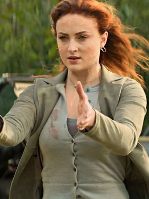 Jean Grey X-Men Dark Phoenix Sophie Turner Gray Wool Trench Coat