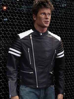 Movie Fight Club Brad Pitt Leather Jacket