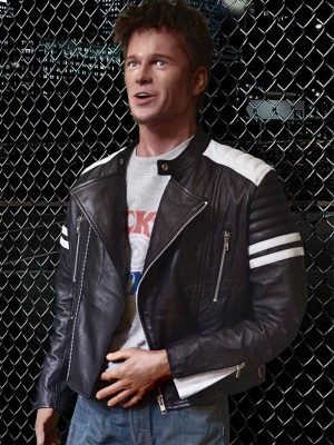 Brad Pitt Fight Club Tyler Durden Black and White Leather Jacket