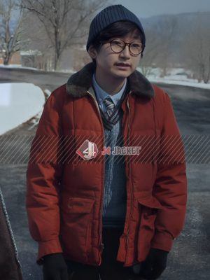 The Holdovers 2023 Ye-Joon Park Red Puffer Jacket