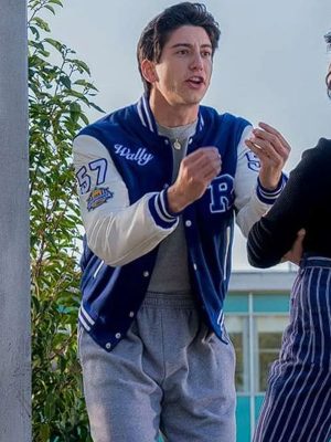 School Spirits Season 01 Milo Manheim Blue and White Varsity Jacket