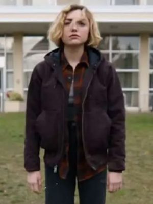 TV Series School Spirits Peyton List Brown Cotton Hooded Jacket