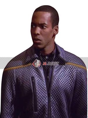 TV Series Star Trek Enterprise Starfleet Gray Quilted Leather Jacket