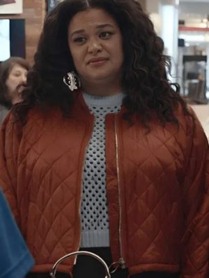 Survival of The Thickest Season 01 Michelle Buteau Orange Bomber Quilted Jacket