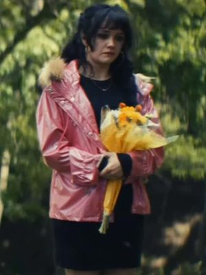 Paige The Good Mother Movie 2023 Olivia Cooke Pink Fur Hooded Jacket