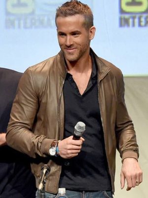 Movie Deadpool 3 Ryan Reynolds Brown Leather Jacket
