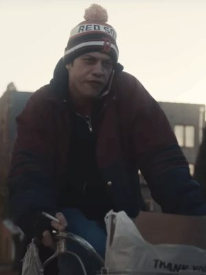 Kevin Gill Dumb Money 2023 Pete Davidson Maroon And Blue Jacket