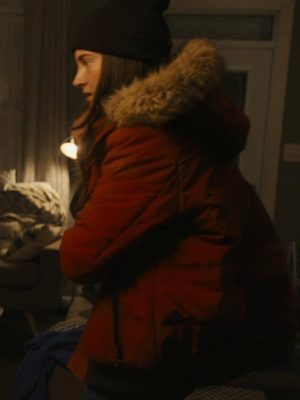 To Catch a Killer Shailene Woodley Red Fur Jacket