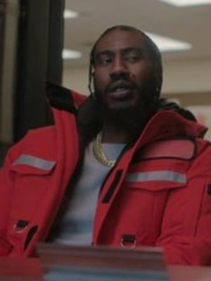 Rob TV Series The Chi S06 Iman Shumpert Red Hooded Parka Jacket