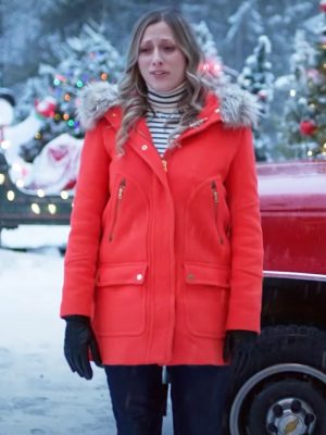 Emily Movie Just Like A Christmas Movie 2023 Marlie Collins Red Wool Jacket