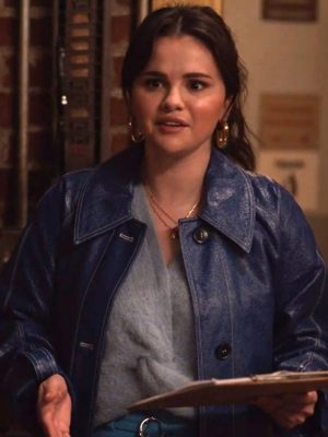 Selena Gomez Only Murders in the Building S03 Blue Leather Coat