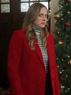 Emily Movie Just Like A Christmas Movie 2023 Marlie Collins Red Wool Coat