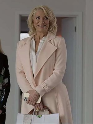 Hannah Waddingham Ted Lasso S03 Rebecca Welton Pink Wool Trench Coat