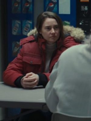Eleanor To Catch a Killer 2023 Shailene Woodley Red Fur Hooded Jacket