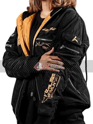 Cyberpunk Black Bomber Hooded Jacket
