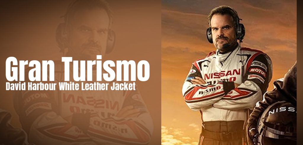 Gran Turismo 2023 David Harbour White Leather Jacket