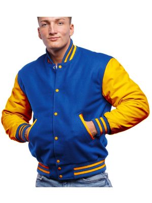High School Hartland Blue and Yellow Varsity Jacket