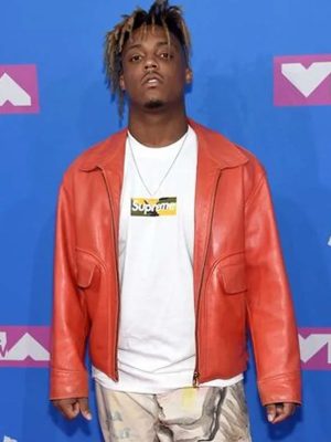 American Rapper Juice WRLD VMAs 2023 Orange Leather Jacket