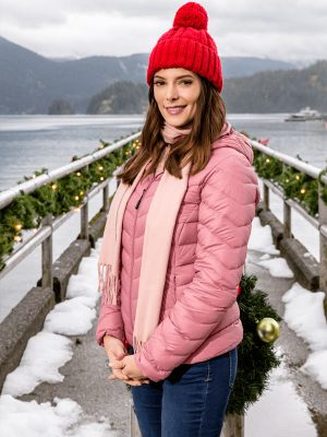 Ashley Greene Christmas on My Mind Pink Puffer Jacket