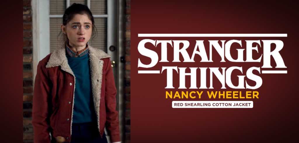 Nancy Wheeler Stranger Things Red Shearling Cotton Jacket