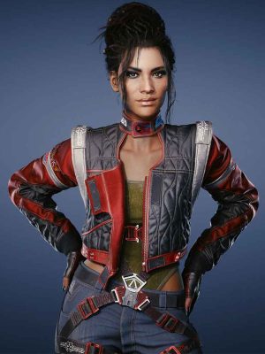 Video Game Cyberpunk 2077 V Panam Palmer Red and Gray Cropped Jacket