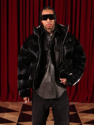 Tyga Milan Fashion Week Black Puffer Jacket